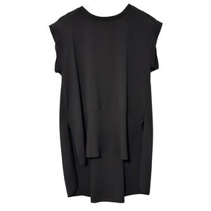 BY MALENE BIRGER Annomi Black Pleated Cap Sleeve Tunic Blouse Women 36/M Relaxed